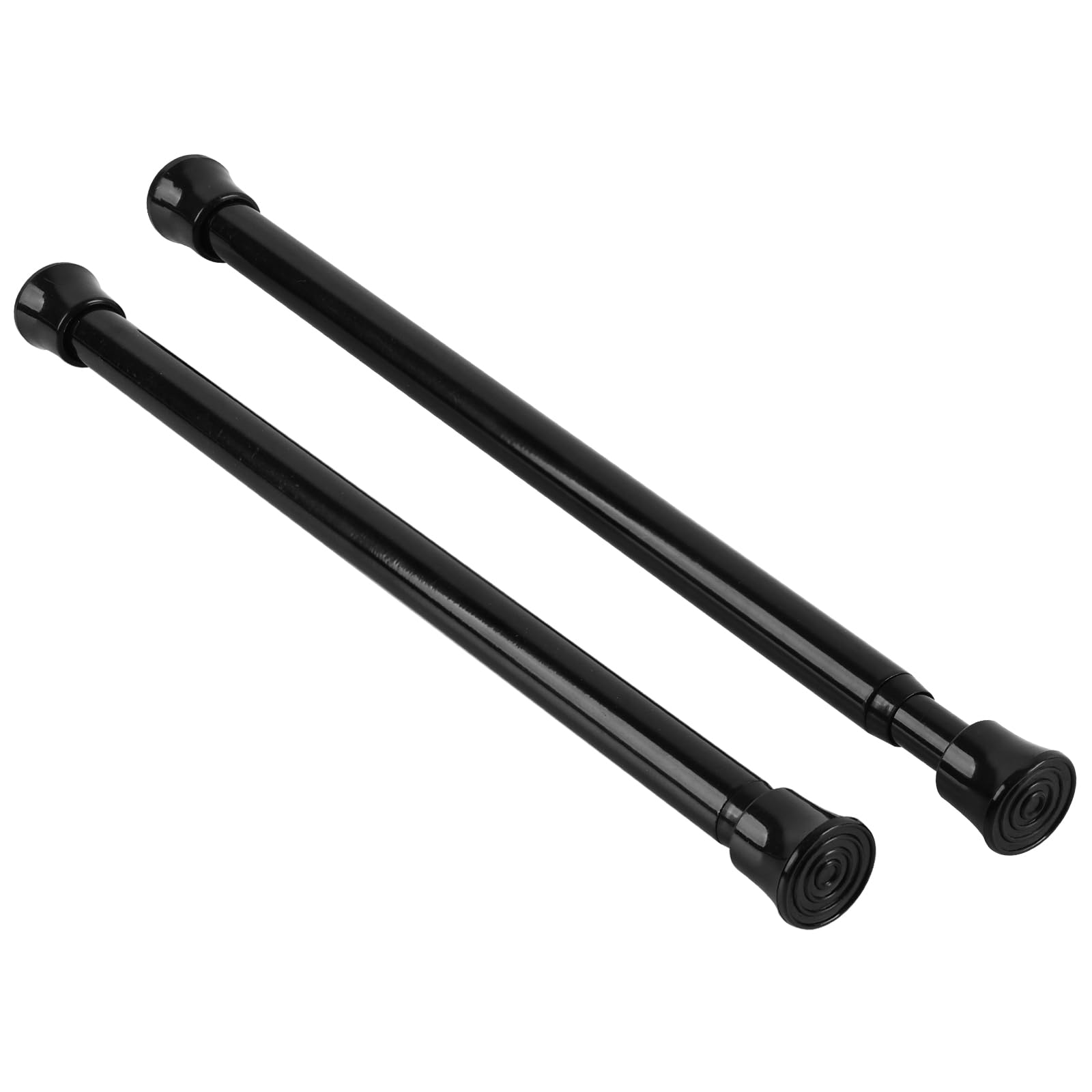 KXLife 2 Pack Small Spring Tension Curtain Rod Adjustable 11.5 to 16.5 Inch, Thin Short Tension Rods No Drill for Window, Black — image 1