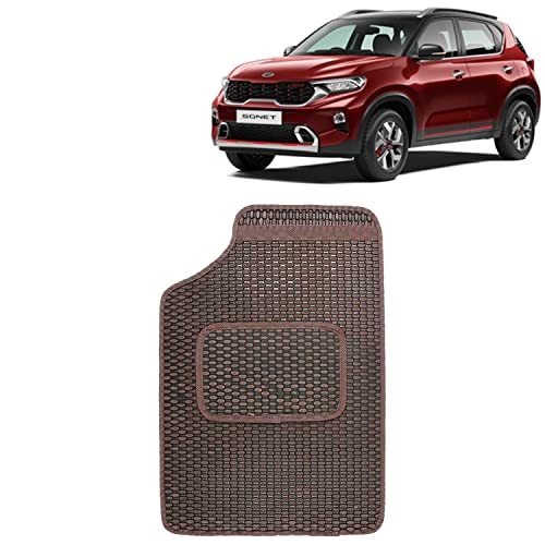 Image of Kingsway Dotted Design Car Floor Foot Mats Universal Fit for Kia Sonet, Model Year : 2020 Onwards, Water and Dustproof, Color Brown, Set of 5 Pieces