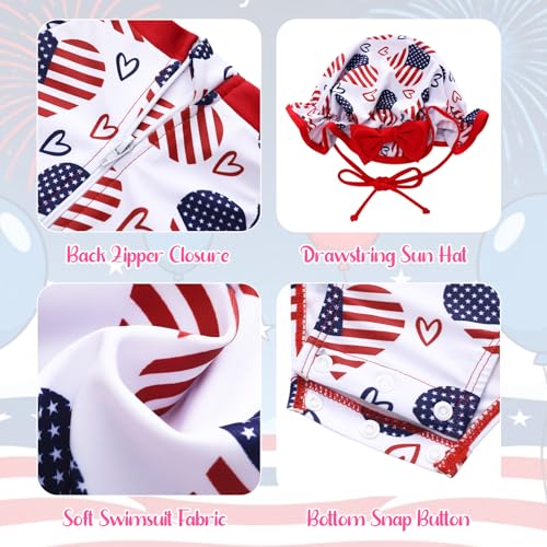 AMAWMW Infant Baby Girl Swimsuit Long Sleeve One-Piece Swimwear with Hat Rash Guard Floral Zipper Bathing Suit Beach Wear — view 4