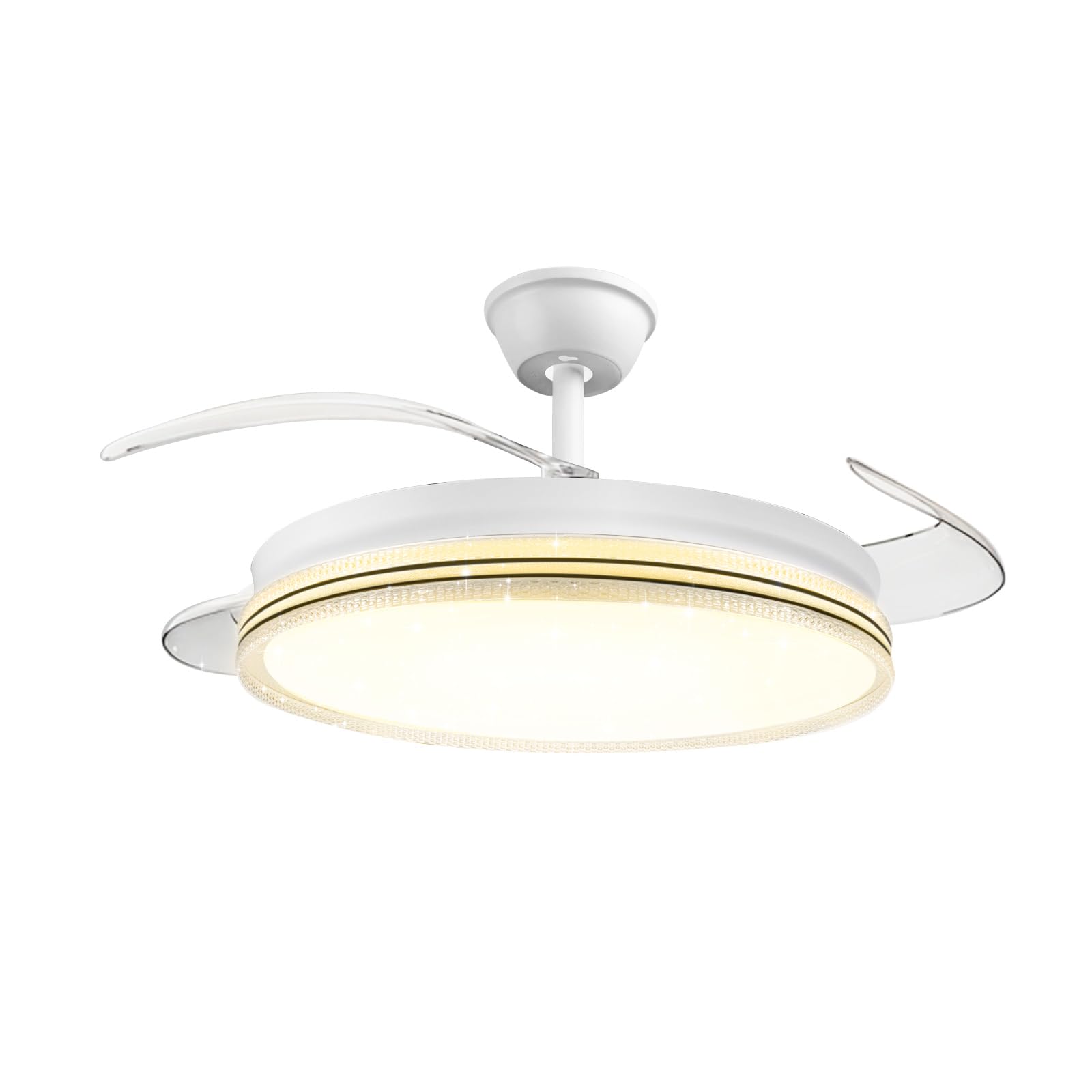 Ventilador de Techo con Luz LED 60W, con Mando a Distancia, Ø42in, temporizador, 6 velocidades, aspas retráctiles, 3 temperaturas de luz, función verano-invierno, 5600LM，Blanco minimalista moderno — view 8