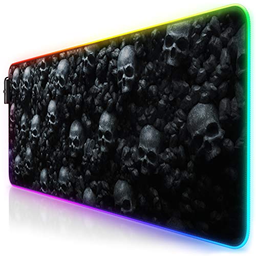 TITANWOLF - RGB Tapis de Souris Gaming XXL - LED Lumineuse Tapis de Souris Multicolore 11 Modes - 800 x 300mm - Surface antidérapante pour Les Joueurs de l’Ordinateur PC et du Mac - Noir