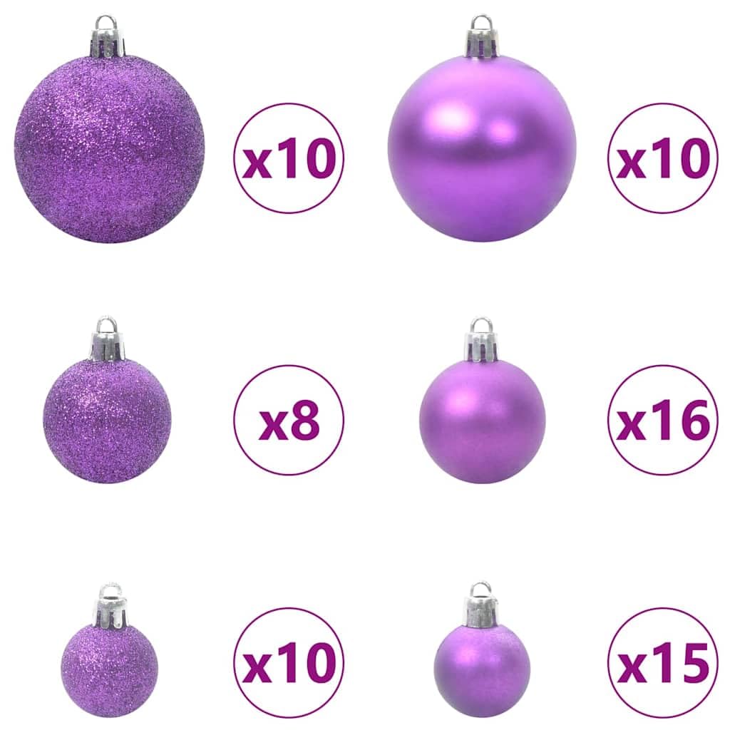 Árbol de Navidad artificial de 210 cm con luces LED preiluminadas, juego de bolas, verde, material PET, 300 puntas, alimentación USB, incluye soporte y punta, para interiores