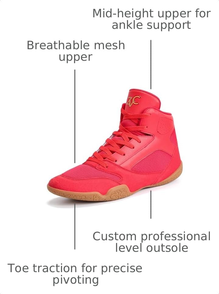 Image of ZVC Wrestling Shoes Men Boxing Shoes for Fighting Shoes Powerlifting Bodybuilding Boots Footwear