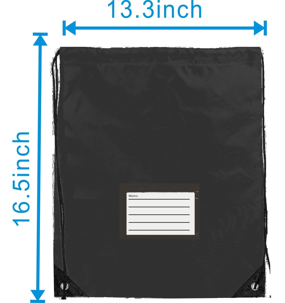 JohahaTim Drawstring Backpack Bulk 50 Packs Draw String Bags for Gym Sports Trip Pedestrianism Cinch Sack DIY for Women Men with Memo Card(Black)