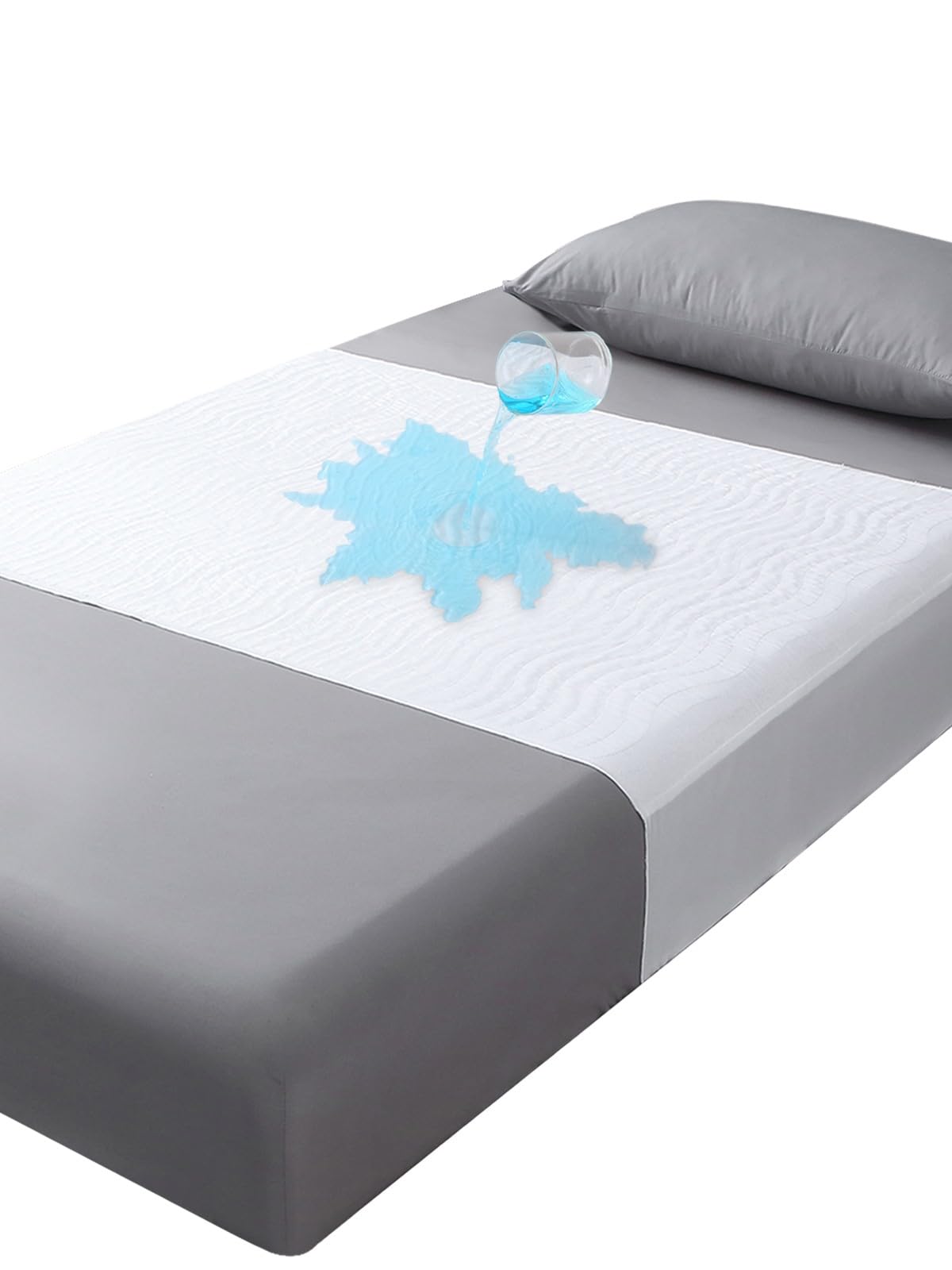 2er Set Waschbare Bettunterlagen 85x90 mit Flügeln Saugfähige Schutzpolster Wiederverwendbare Bettunterlage Wasserdicht Matratzenauflage Nässeschutz Matratzenschutz, White