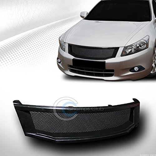 Hs Power Front Grill Mesh Guard Cover Compatible With 2008-2010 For Honda Accord 4D 4Dr | Black Aluminum Mesh Car Front Hood Bumper Grille Abs #TOP1