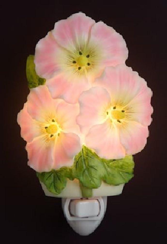 Hollyhocks Night Light Ibis and Orchid Flowers of Light Collection