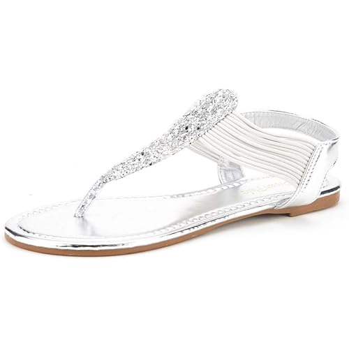 DREAM PAIRS Women's Elastic Strappy String Thong Ankle Strap Summer Gladiator Sandals