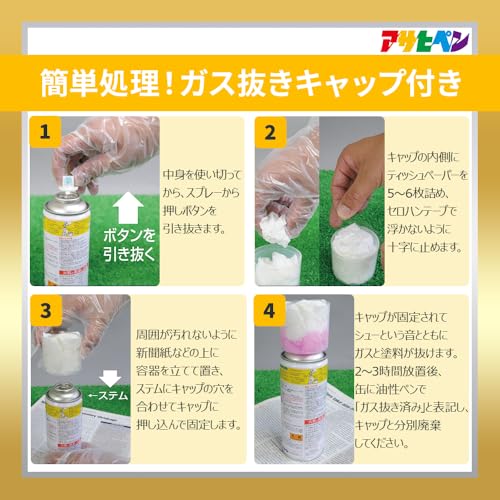 アサヒペン 塗料 ペンキ メッキ調スプレー 300ml ゴールド メッキ調仕上げ スプレー ツヤあり 1回塗り だ円吹き パターン変更ノズル ガス抜きキャップ付き 日本製 6枚目