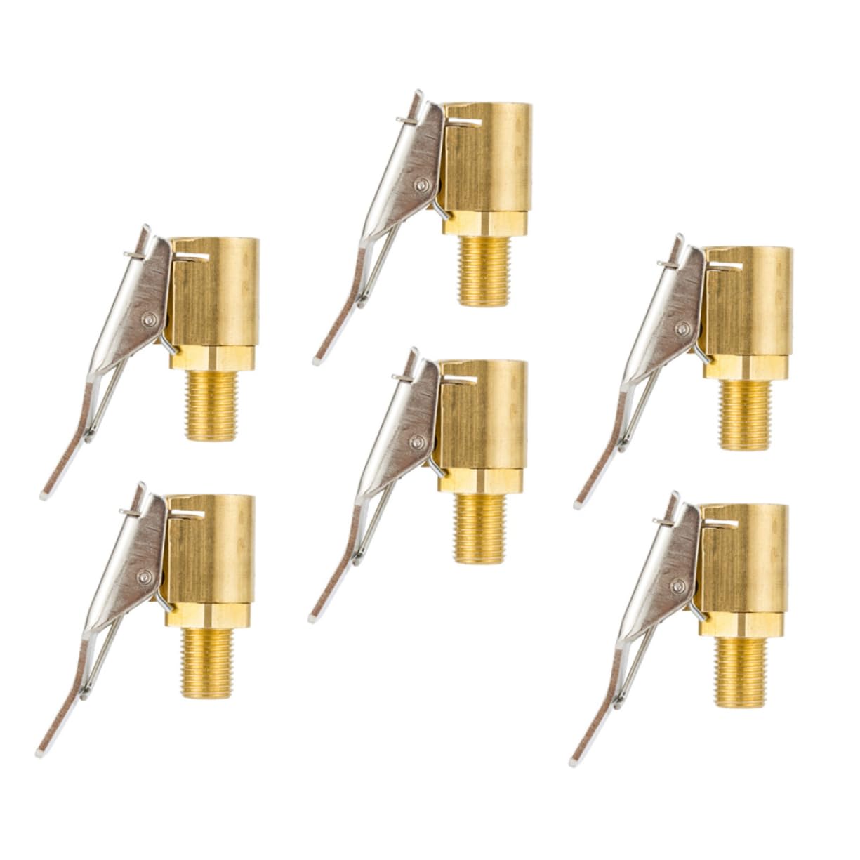 FELTECHELECTR 6pcs Car Pump Clips Quick Connect Brass Tire Air Chuck Efficient Tire Valve Adapter Prevents Air Leakage Compact Portable Design for Inflator Pump Use