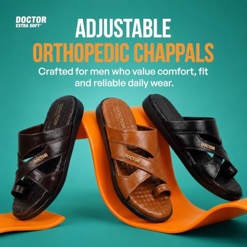 Image of DOCTOR EXTRA SOFT Care Orthopedic Diabetic Comfortable Dr Sole Footwear Daily Use Casual Wear Stylish Black Cushioned Adjustable Strap Chappal for Men's-Gents & Boy's L-11