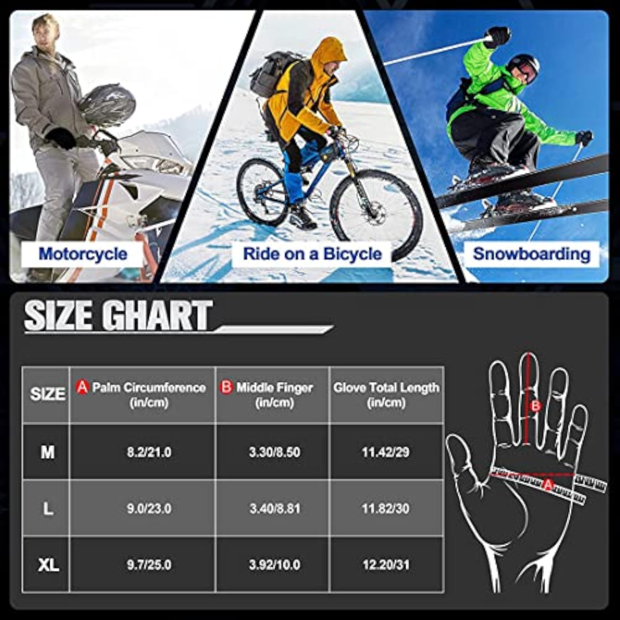 Waterproof Riding Gloves, Anti-Slip Screen Use
