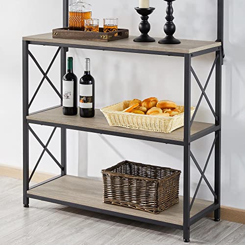 Topeakmart TP-00111336 Industrial Kitchen Baker'S Rack For Home With Open Storage Shelves, Metal Frame Microwave Oven Stand Shelf Coffee Station thumb #8