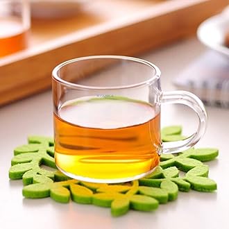 Premium Glass Tea Cup Coffee Cup Set of 6-150 ML, Transparent, Borosilicate Glass Cups Set for Tea, Coffee, Green Tea, Herbal Tea, Lemon Tea, Milk Cup, Hot/Cold Drinks Cups