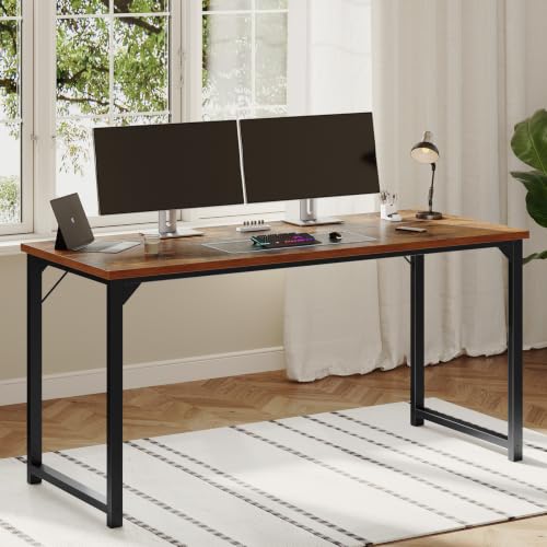 Image of OLIXIS 63-Inch Large Computer Desk for Home Office, Brown