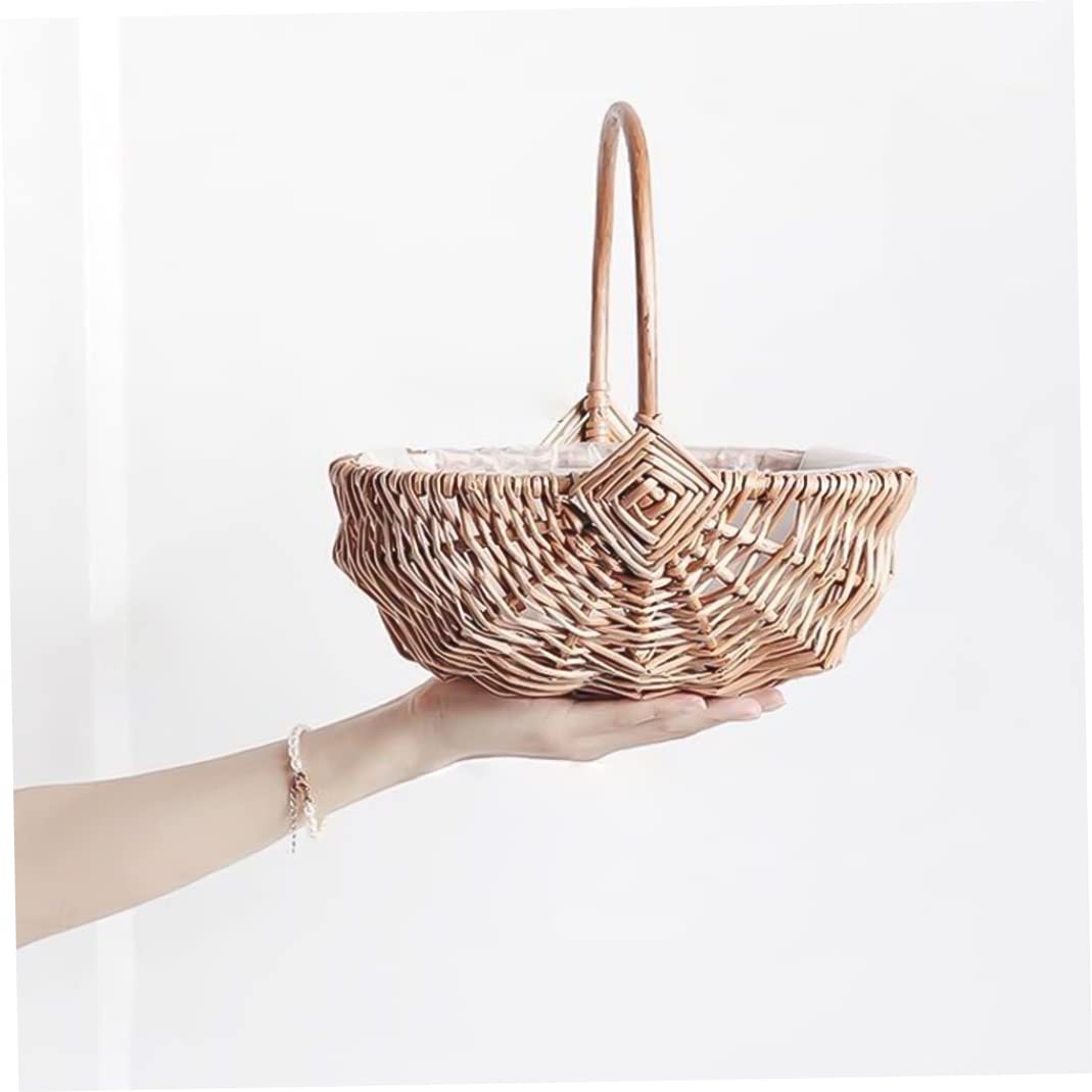 Cesto di fiori Cesto di fiori in rattan intrecciato da 10 pollici Organizzatore di stoccaggio per alimenti da cucina per matrimoni S