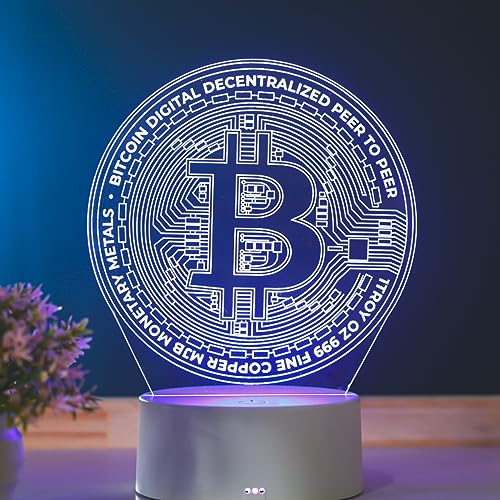 PopLumos - Luminária led 3d/ abajur de mesa - Bitcoin, Criptomoeda