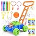 Fegalop Macchina Bolle di Sapone Bambini, Macchina Bolle Sapone Automatico Tagliaerba Giocattolo da Bambino 3 Anni, Bacchetta A Bolle Impostato Creativo Giochi da Esterno per Bambini