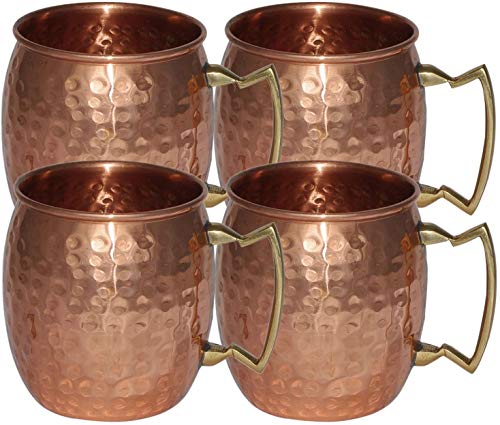 AakratiCraft Handmade Pure Copper Hammered Moscow Mule Mug,Set Of 8