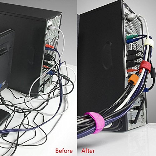 Pasow 50Pcs Colourful Reusable Fastening Wire Cable Ties Organizer Cord Cable Tie Rope Holder For Laptop Pc Tv 7 Inch (Multi-Colour) #TOP1
