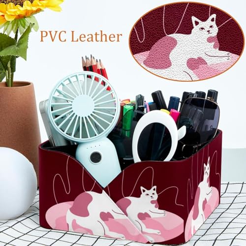 Boîte de rangement chat rose polyvalente : organisateur de table compact et durable