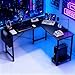 OLIXIS L Shaped Desk, 50-Inch Office Computer Gaming Desks Corner PC Table with Side Bag and Reversible Shelf for Home Work Study Writing Black