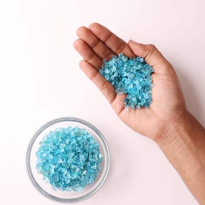 Image of Natural Blue Apatite Crystal Chips 50 GM | Decorative Gemstone Chips for Vastu, Home Decor, Meditation Space, Jewelry Making, Resin Art & Crafts