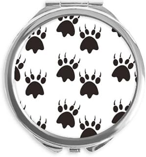 Animal Claw Outline Simple Step Print Hand Compact Mirror Round Portable Pocket Glass