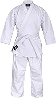 RightPunch Premium 8 oz White Karate Gi Uniform - Durable Lightweight for Adults & Youth, Karate Taekwondo Training