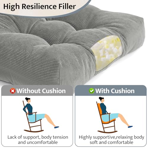 Image of mudilun Adirondack Chair Cushion 44x19x4in for Indoor Rocking Chair Pads | High-resilience foam particles,Thick Tufted, Anti-Slip with Ties,Fits most high back indoor Adirondack & rocking chair Pads