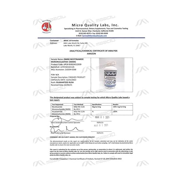 M MAAC10 1000mg Nutritional Supplement Capsule with NMN Nicotinamide Mononucleotide NAD+ Supplement, Stabilized Form…