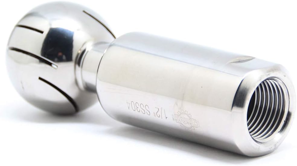 QiiMii BSP Stainless Steel 304 Rotary Tank Spray Cleaning Ball 1/2" Female Connection with Ball Dia 40mm and Cleaning Radius 0.5-1.5m