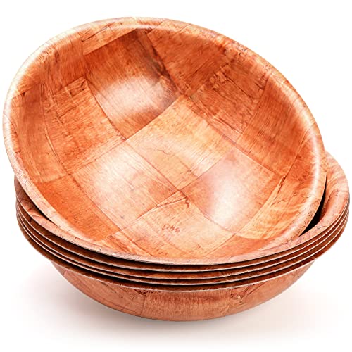 Comparison: Best Wood For Salad Bowl 10 Elsjoy 6 Pack 10 Inch Wooden Woven Salad Bowl, Unbreakable Wood Round Serving Bowl Large Wood Salad Bowl, Reusable Wood Snack Bowls Large Serving Bowls for Fruits, Pasta, Popcorn