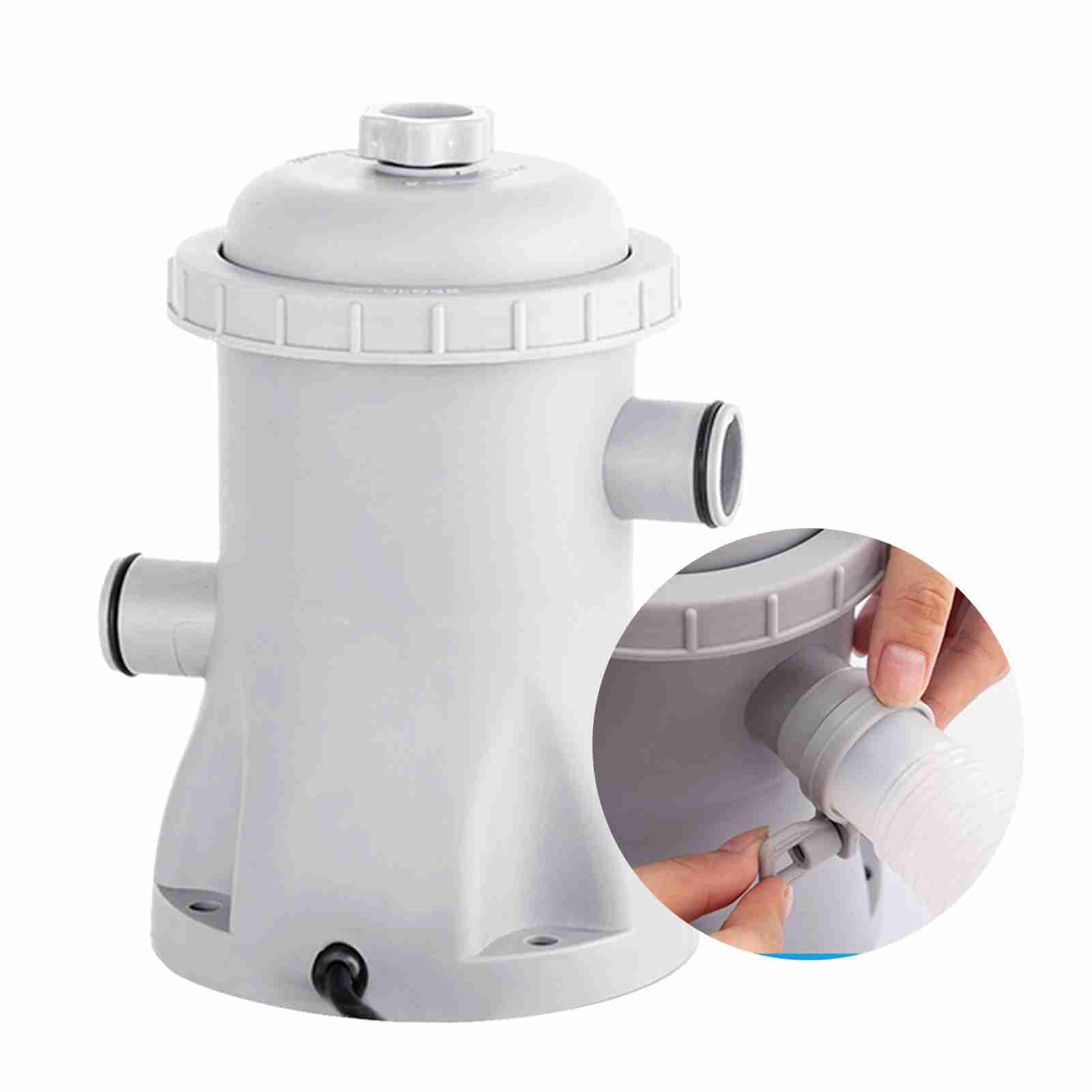 Kavolet Bomba de filtro de piscina de 16 W, 1.250 L/h, bomba de agua eléctrica con 2 cartuchos de filtro de piscina, bomba de piscina sobre el suelo, sistema de filtro de cartucho pequeño