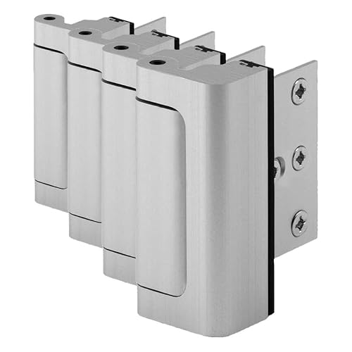 Defender Security Satin Nickel U 10827 Door Reinforcement Lock  Add Extra, High Security to Your Home and Prevent Unauthorized Entry  3 Stop, Aluminum Finish, 8-Pack