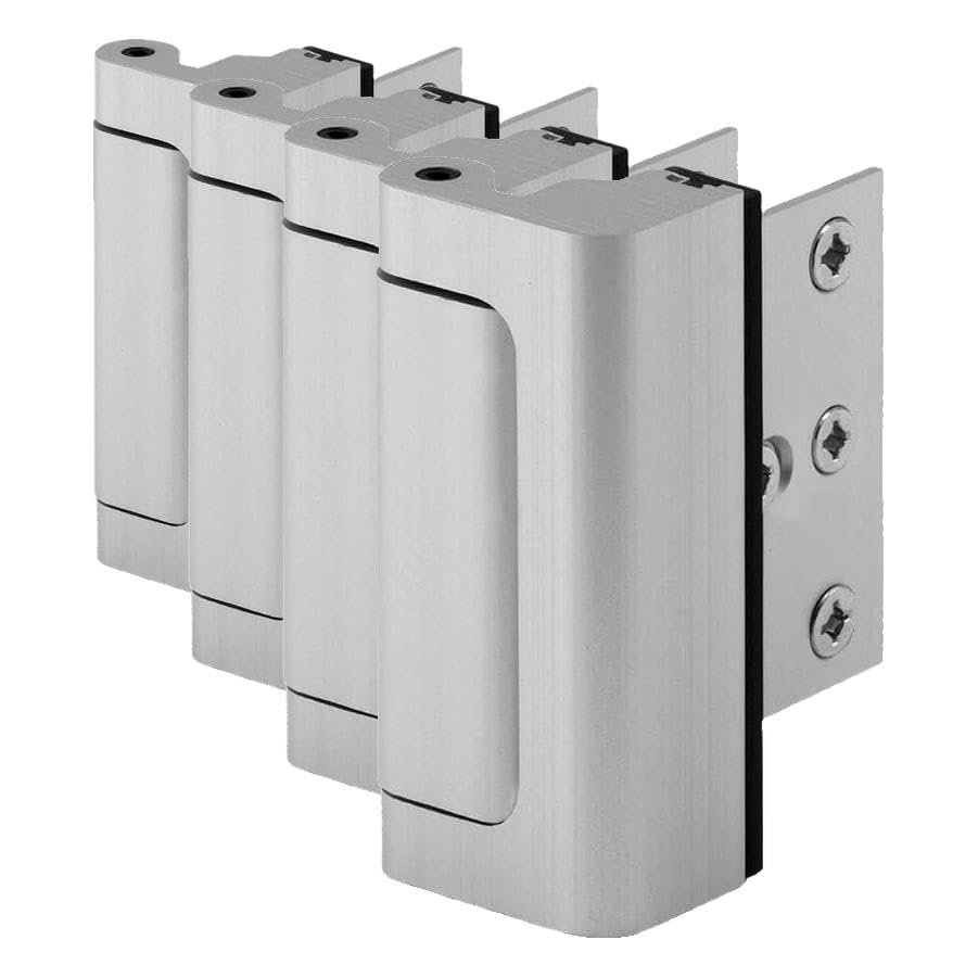 Image of Defender Security Satin Nickel U 10827 Door Reinforcement Lock - Add Extra, High Security to Your Home and Prevent Unauthorized Entry - 3 inch Stop, Aluminum Finish, 8-Pack