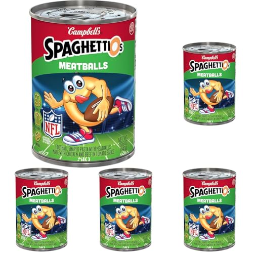 SpaghettiOs Football Shaped Pasta with Meatballs, 15.6oz, 5 Cans