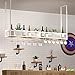 ZXFDMSWJ Scaffale per Montaggio a soffitto Scaffale sospeso Industriale, con Supporto in Vetro e ripiano, portabottiglie per Bicchieri da Vino a soffitto, mensole sospese per Bar/caffetteria/Cucina,