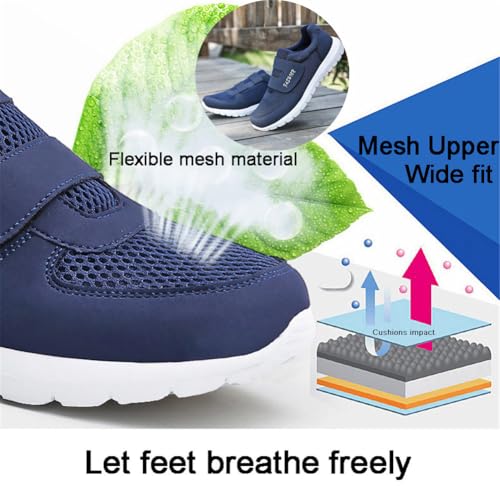 Image of LEADER SHOW Men's Casual Comfort Walking Shoes Ultralight Flats Non-Slip Hook & Loop Fashion Sneakers