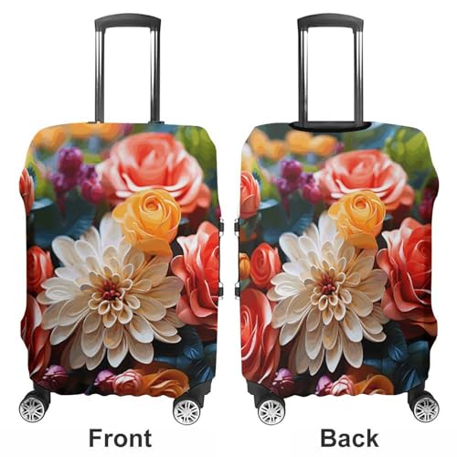 Anti-Scratch Luggage Cover Color Flowers Printed Luggage Case Protector Washable Suitcase Covers Elastic Suitcase Protector for Size M (22-24 inch) Luggage3