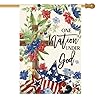 AVOIN colorlife Memorial Day Patriotic 4th of July House Flag 28×40 Inch Double Sided Outside Flowers Cross Yard Outdoor Decoration