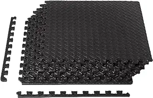 amazon basics, AmazonBasics Puzzle Exercise Mat with EVA Foam Interlocking Tiles - Black