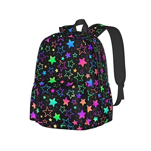 KiuLoam 17 Inch Backpack Bright Neon Stars Laptop Backpack Shoulder Bag School Bookbag Casual Daypack