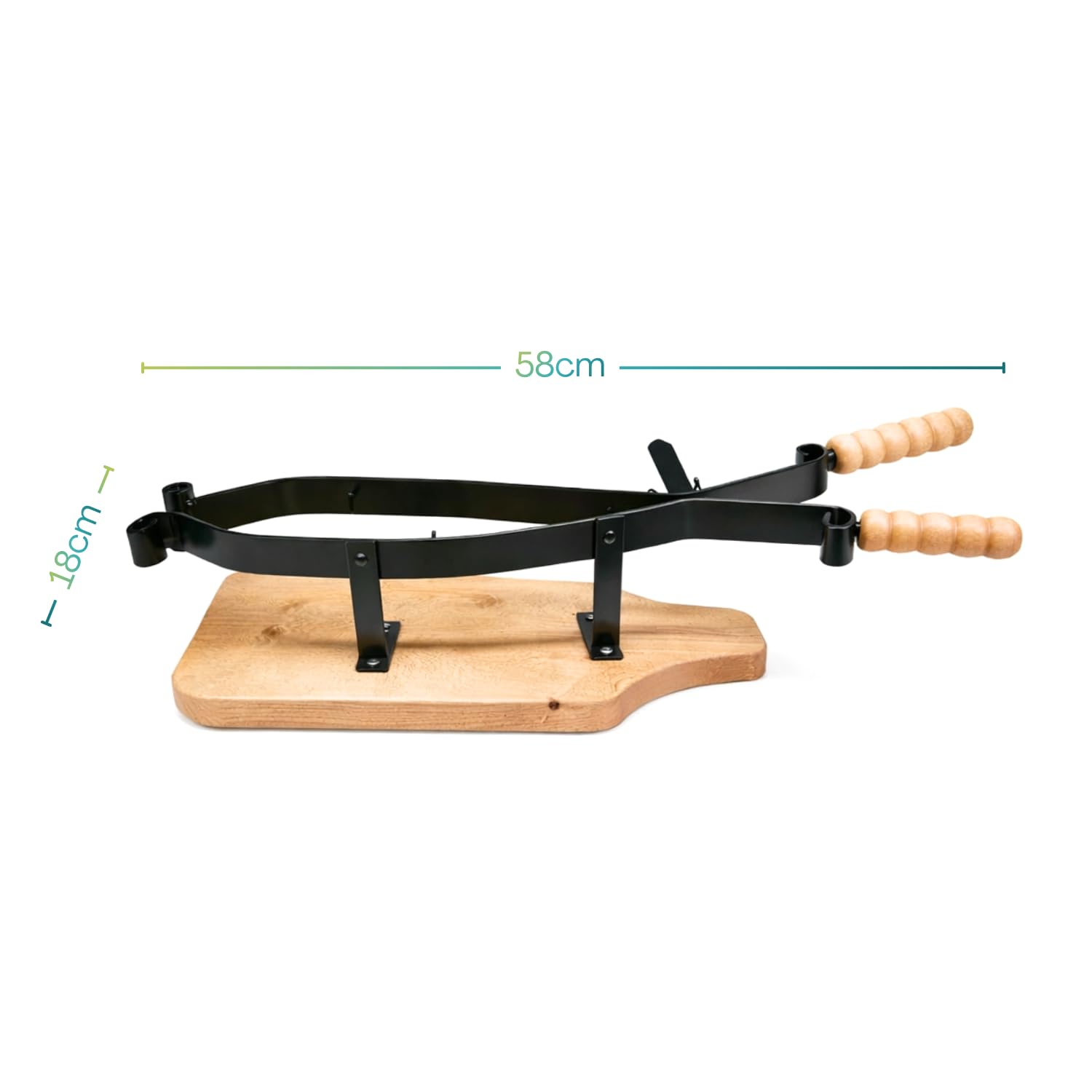 VIRSUS Porta prosciutto con Base e Manici in Legno e morsa in Ferro Verniciato, misuro 58x18 cm, fermaprosciutto per Taglio preciso a Mano a Coltello prosciutto Intero