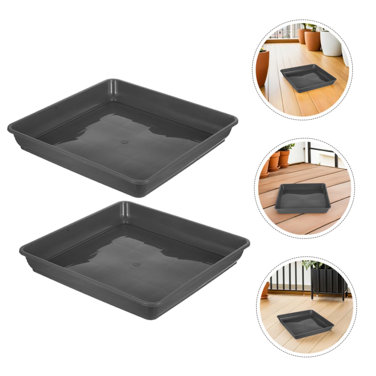 UPKOCH 3 Stück Quadratische Pflanzuntersetzer aus Dickem Wetterbeständigem Kunststoff Stabile Abtropfschalen für Blumentöpfe für Sukkulenten Bonsai Indoor und Outdoor Graue Pflanzschalen
