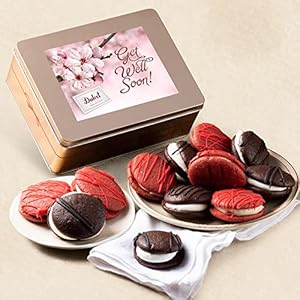 Dulcet Gift Baskets Chocolate and Red Velvet Whoopie Pie Tin Assortment, Fresh Snacks, Get well Gift Basket, Get Well Care Package For Men, Women, Friends, After Surgery with Prime Delivery