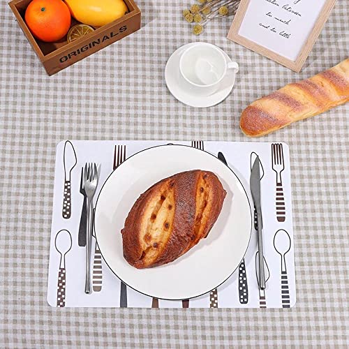 Image of 8 Pieces PVC Table Mats Set - Non-Slip, Heat Resistant and Washable Hot Insulation Pad - Modern Waterproof Placemats for Dining Table, Kitchen, Restaurant, Hotel (8-Piece, Brown Colour)
