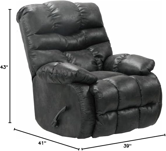 Catnapper Lowry Chaise Rocker Recliner in Gray Polyester Fabric