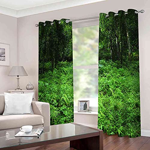 Rideau chambre occultant à oeillets jungle verte 3D 200x160 cm - 3