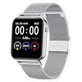 [Reloj inteligente salvaje] Este reloj inteligente tiene una pantalla táctil a color de 1.4 pulgadas, alta resolución de 240 * 240, brillo ajustable y le brinda una calidad de imagen de alta definición y un excelente impacto visual. Equipado con una correa de acero inoxidable dorado o una correa de silicona, y una variedad de diales para elegir para combinar con la mayoría de la ropa y ocasiones.